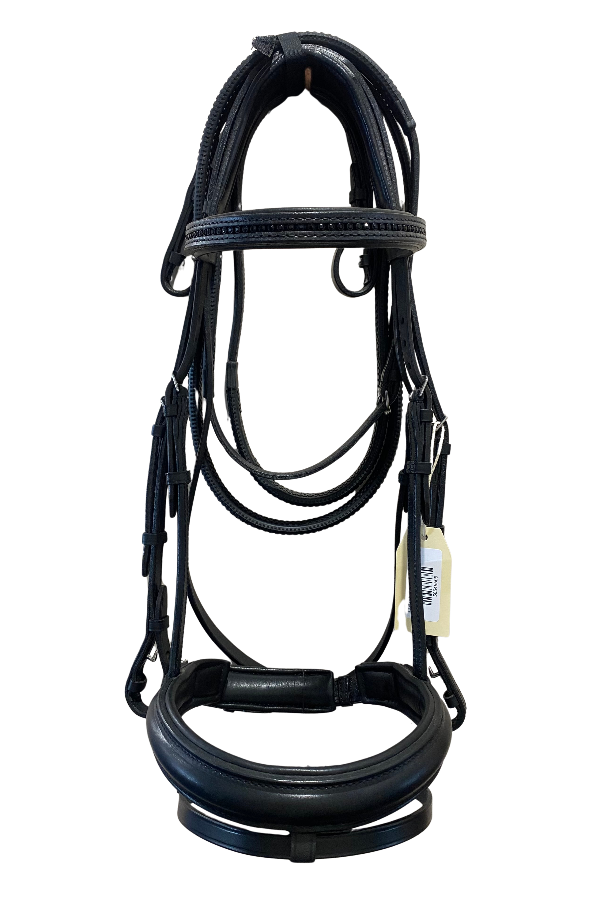 Albion Snaffle Crank Noseband with flash - Complete with Rubber Reins
