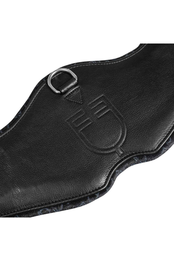 Equestro Shaped dressage girth in leather with engraved logo - Canterbury Saddlery