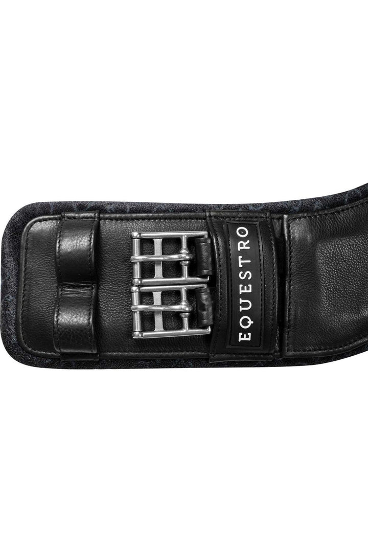 Equestro Shaped dressage girth in leather with engraved logo - Canterbury Saddlery