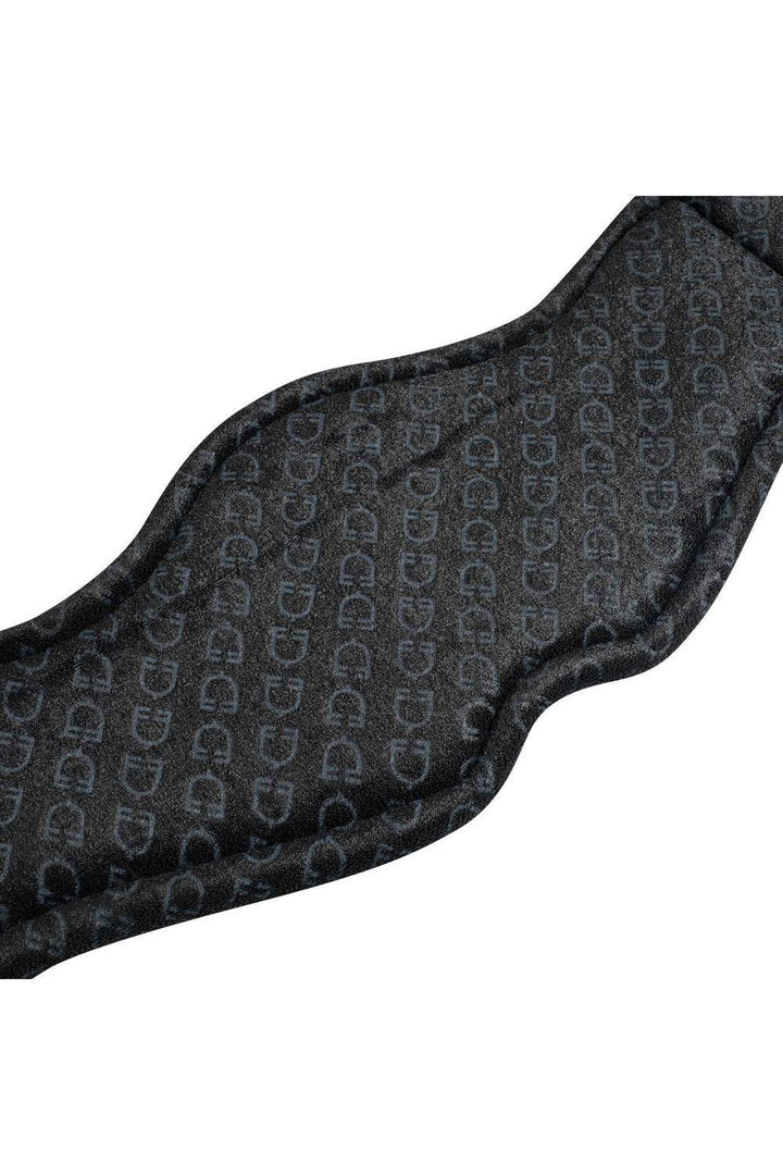 Equestro Shaped dressage girth in leather with engraved logo - Canterbury Saddlery