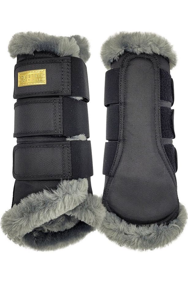Estate Fleece Dressage Boot - Black/Grey Horse Boots and Bandages 