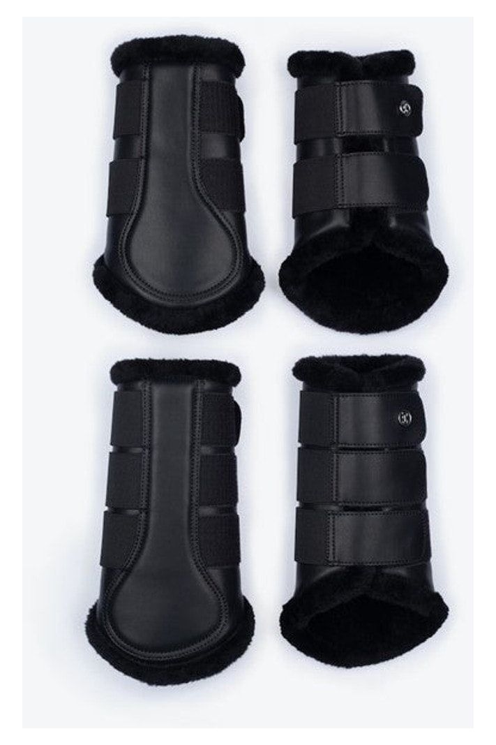 PS of Sweden Premium Brushing Boots Set of Four - Black Horse Boots and Bandages 
