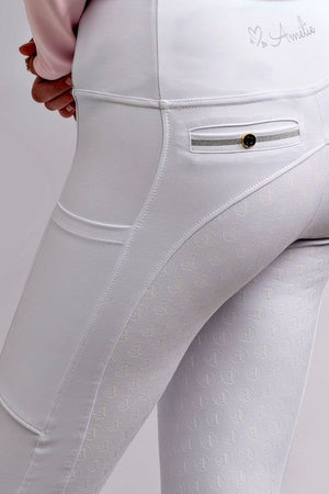 Amélie 'Sculpt' Full Seat Tights - Competition White Breeches & Tights 