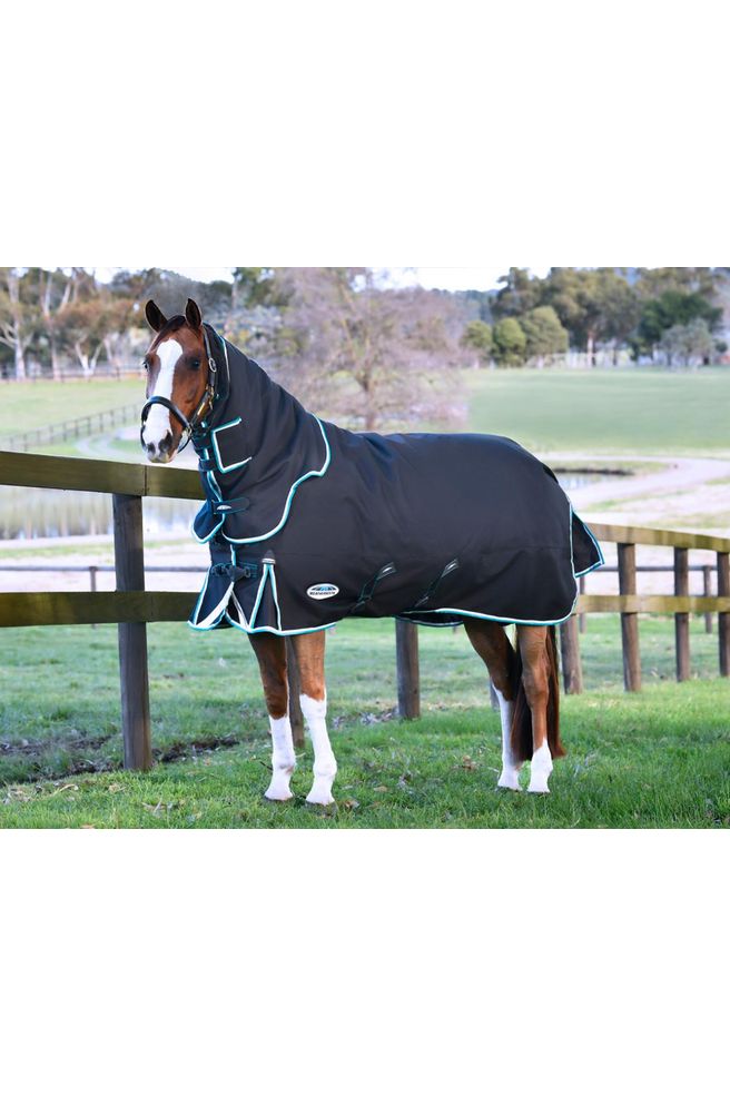 Weatherbeeta ComFiTec Ultra Hardi Detach-a-Neck Medium 220g Charcoal/Blue/White - Canterbury Saddlery