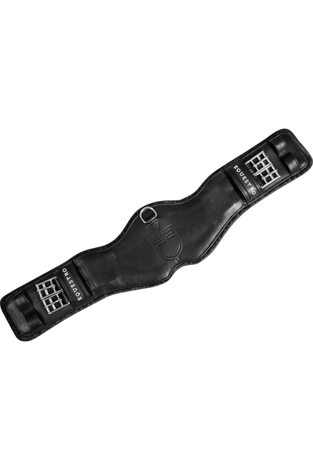 Equestro Shaped dressage girth in leather with engraved logo - Canterbury Saddlery