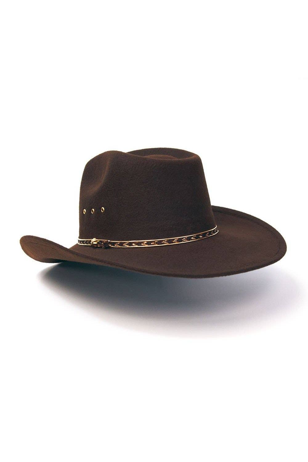 Brown Felt Finish Western Pinch Front Hat