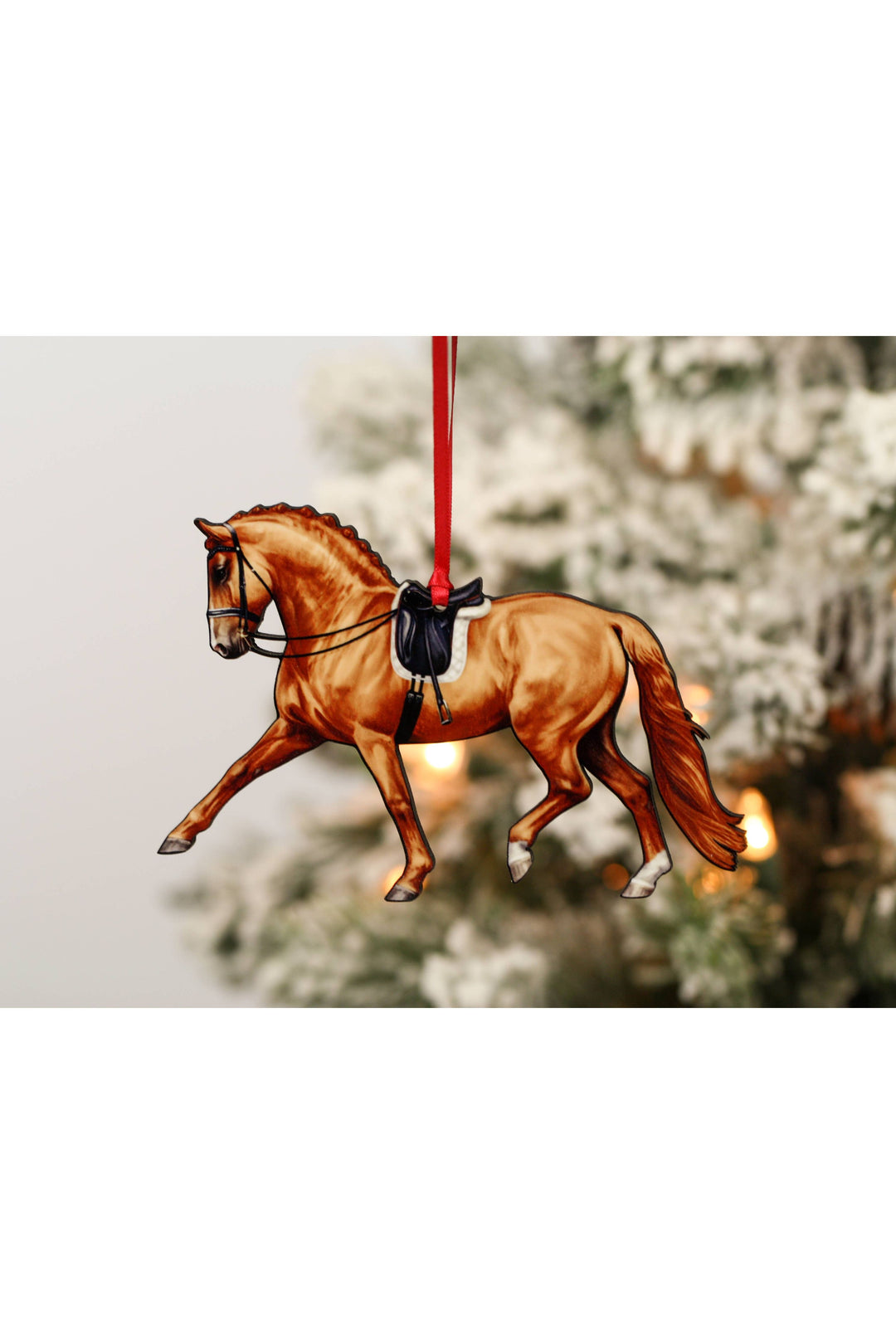 Dressage Horse Ornament - Chestnut Extended Trot