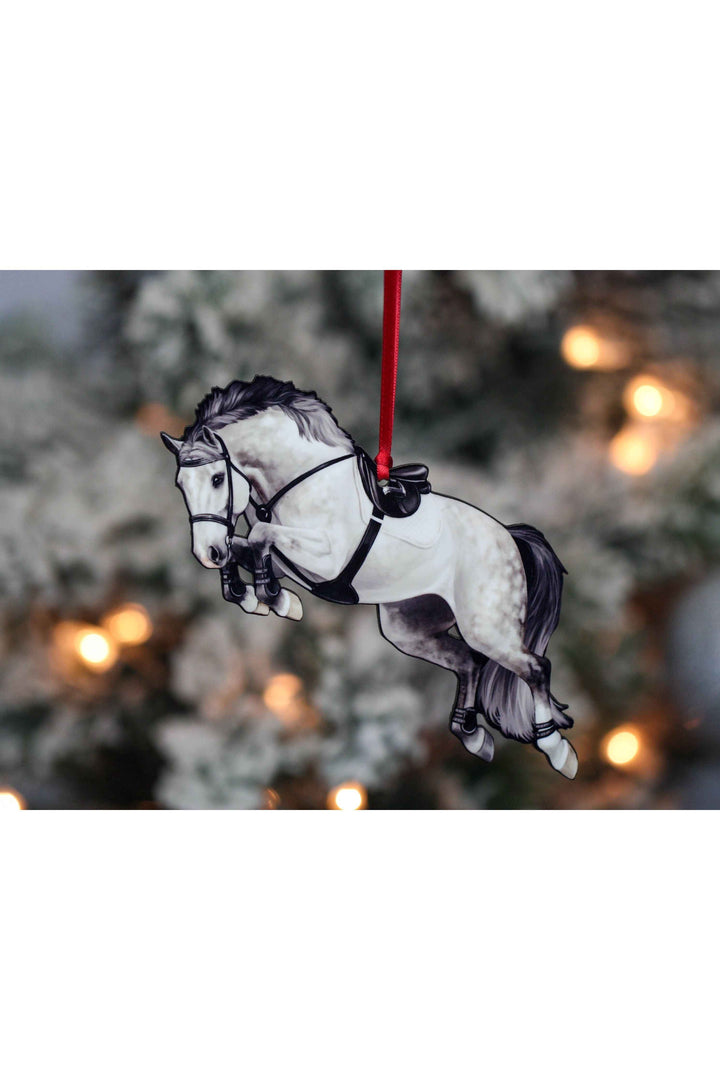Jumping Horse Ornament - Gray Hunter Jumper Horse Décor Gift