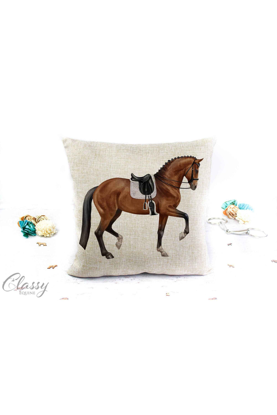 Dressage Horse Pillow Cover -  Horse Gifts Equestrian: Bay