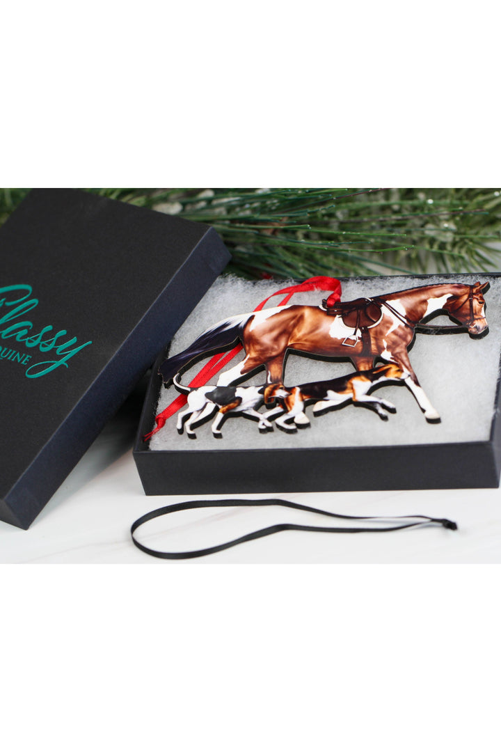 Bay Tobiano Fox Hunter Horse &amp; Hounds Field Hunter Ornament
