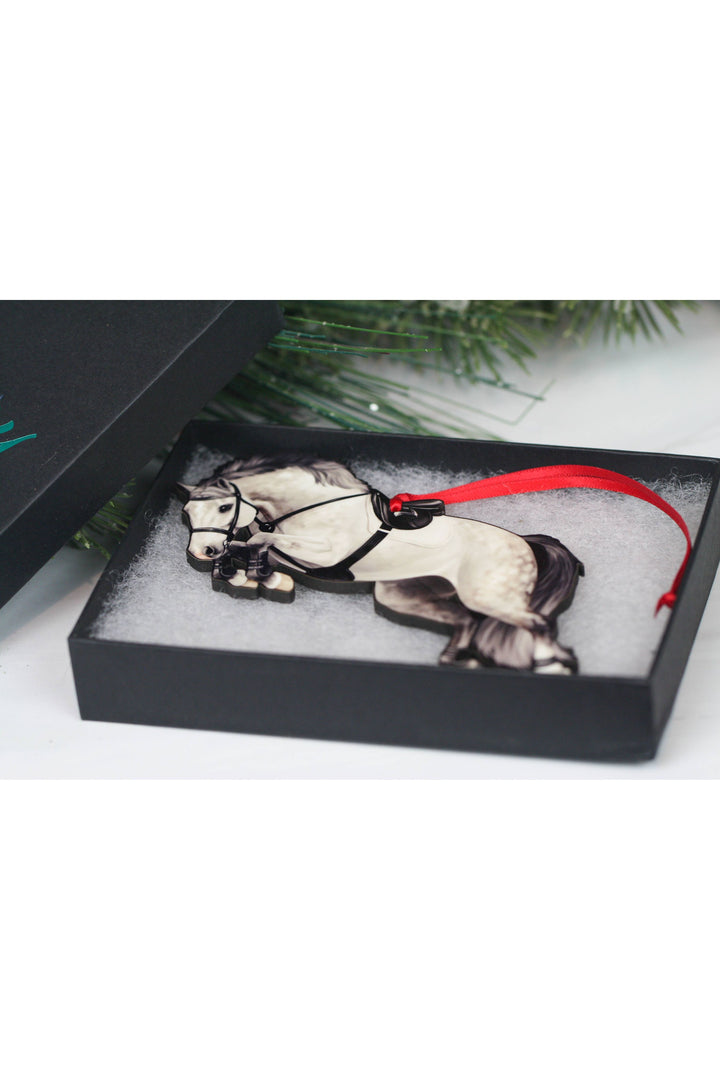 Jumping Horse Ornament - Gray Hunter Jumper