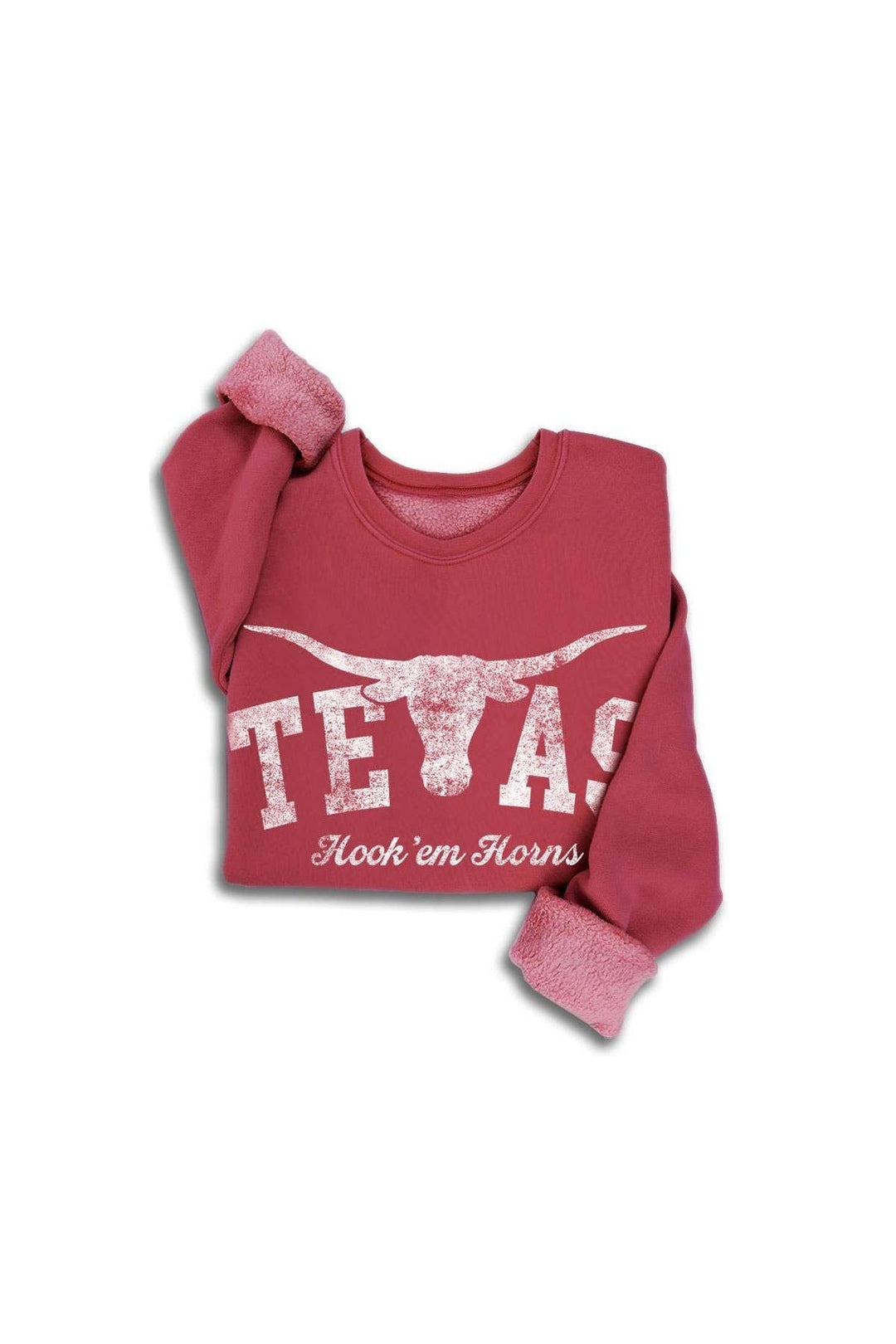 Texas Hook Em Horns, Mineral Sweatshirt - Raspberry