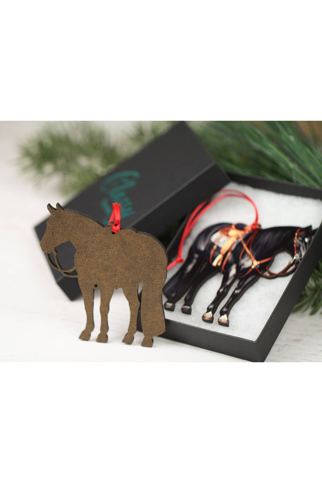 Black Western Ranch Horse Ornament - Quarter Horse Christmas
