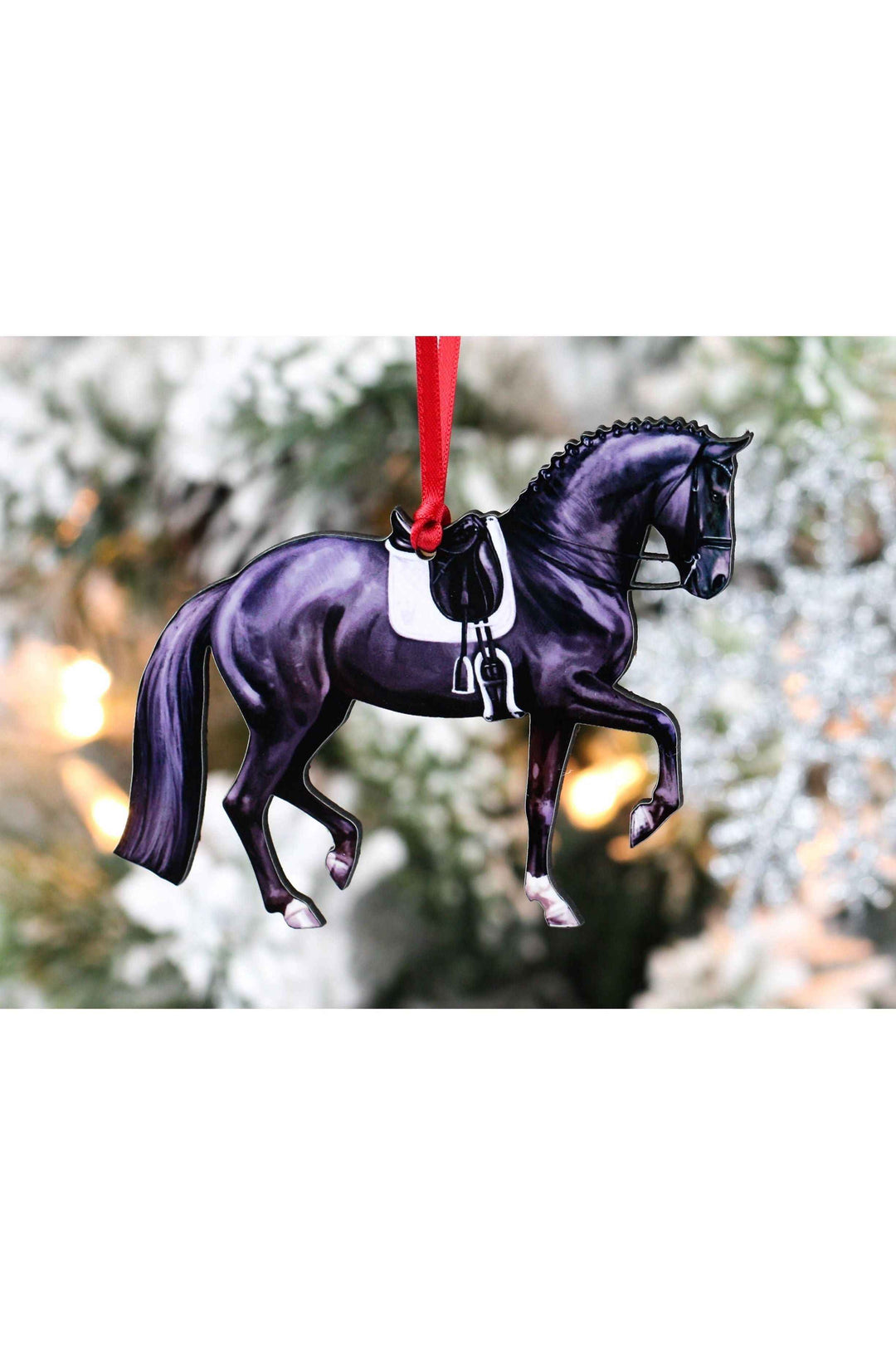 Dressage Horse Ornament - Black Sport Horse