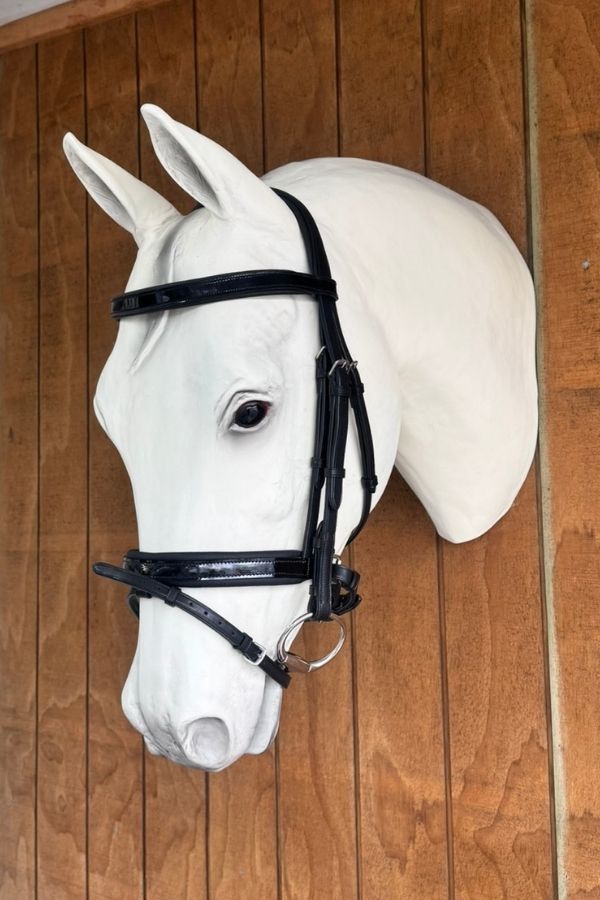 Amerigo Flash Snaffle Bridle – Black Patent (Full, with Reins)