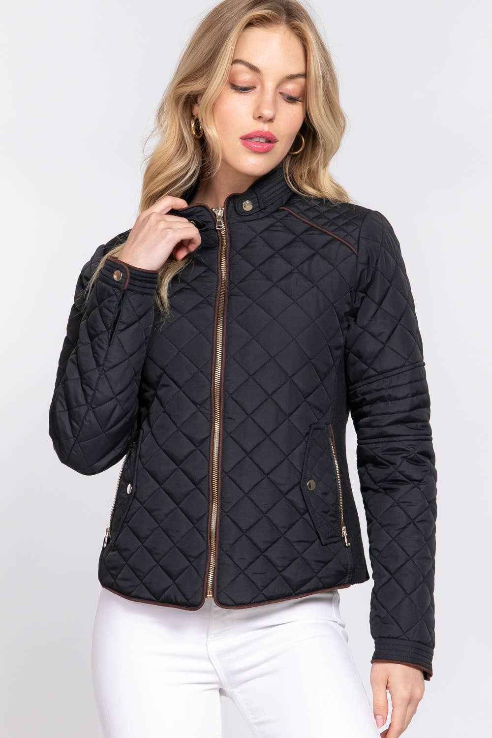 Quilted Jacket with Suede piping - Black – Canterbury Saddlery