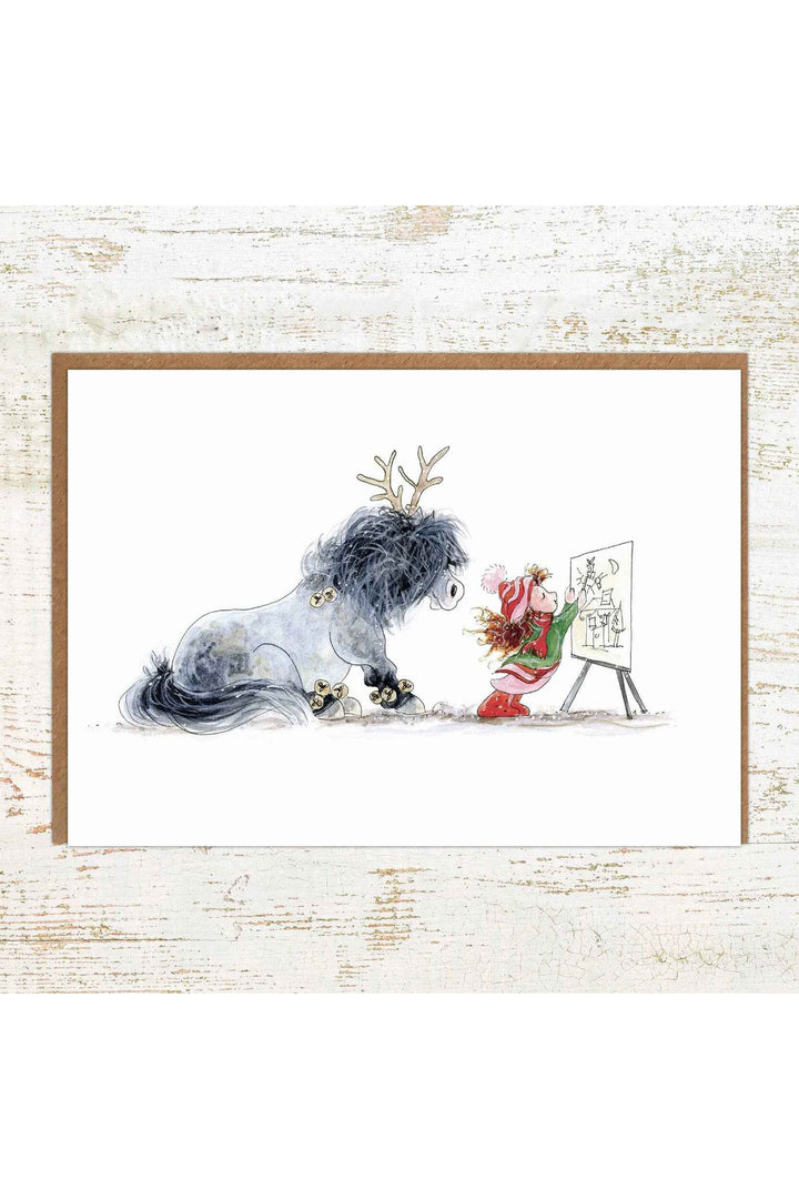 Santa's Helper - Pony Christmas Card - A6 Holiday Greetings