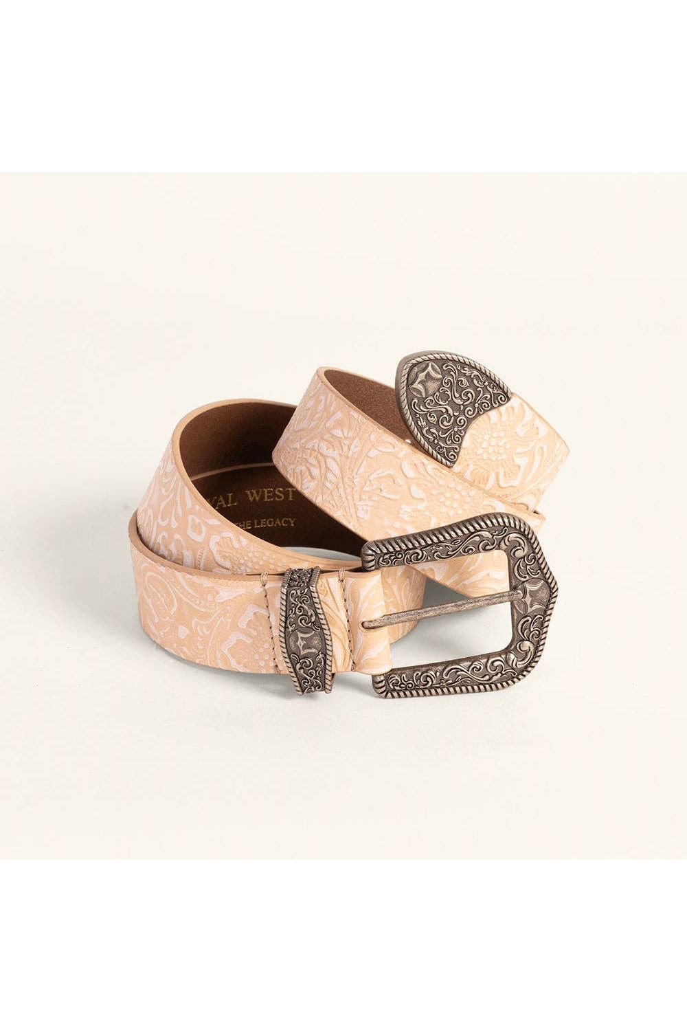 Loyal West Sophia Belt - Beige Floral Leather