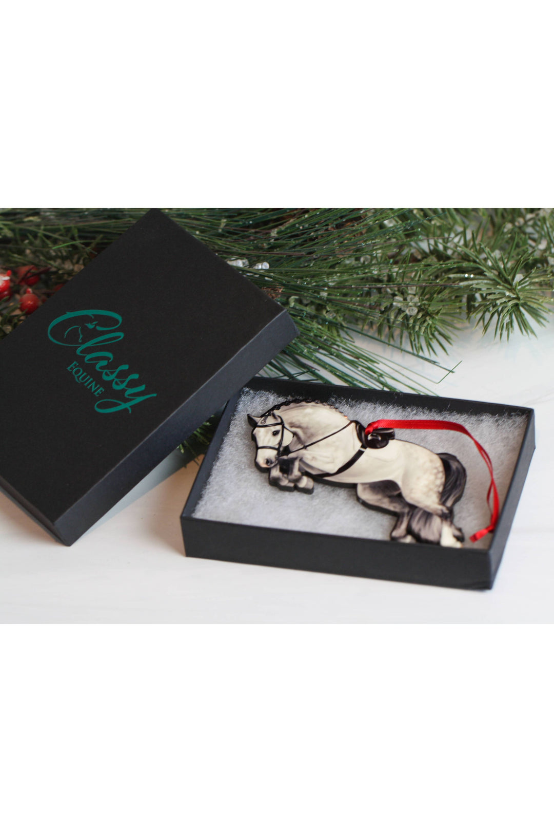 Jumping Horse Ornament - Gray Hunter