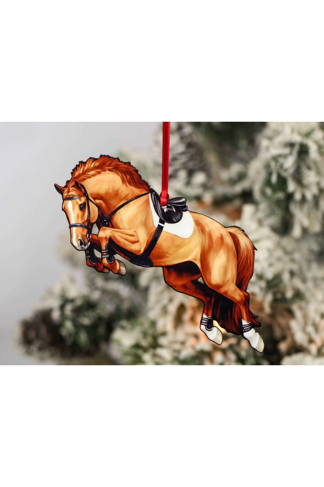 Jumping Horse Ornament - Chestnut Hunter Jumper Décor Gift