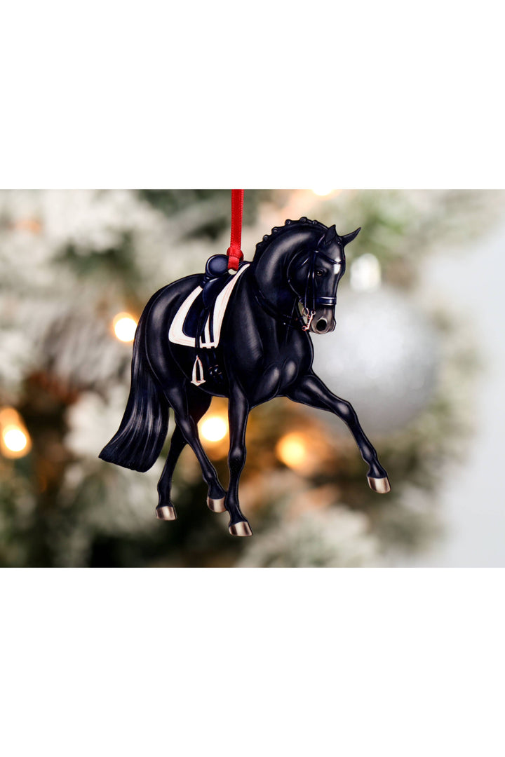 Dressage Horse Christmas Ornament - Black Half Pass Dressage
