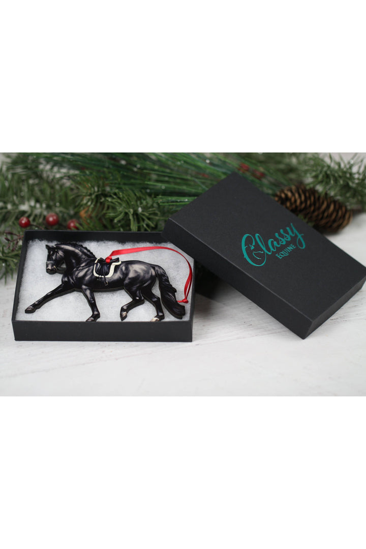 Dressage Horse Ornament - Black Extended Trot