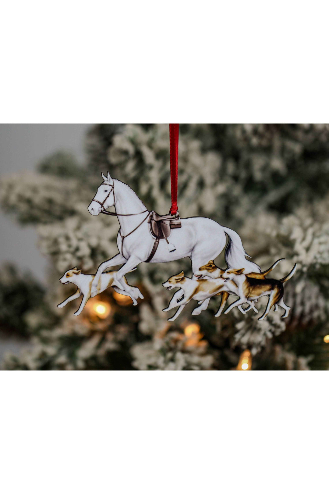 Lt. Gray Fox Hunter Horse &amp; Hound Field Hunter Ornament II