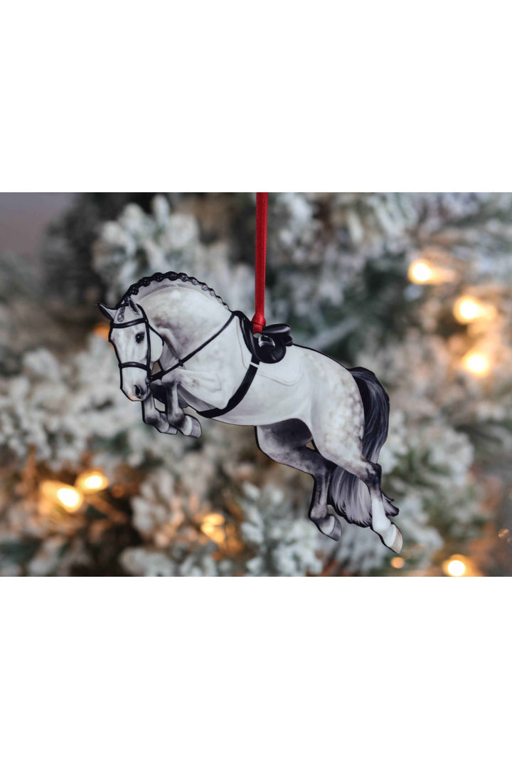 Jumping Horse Ornament - Gray Hunter Equestrian Décor