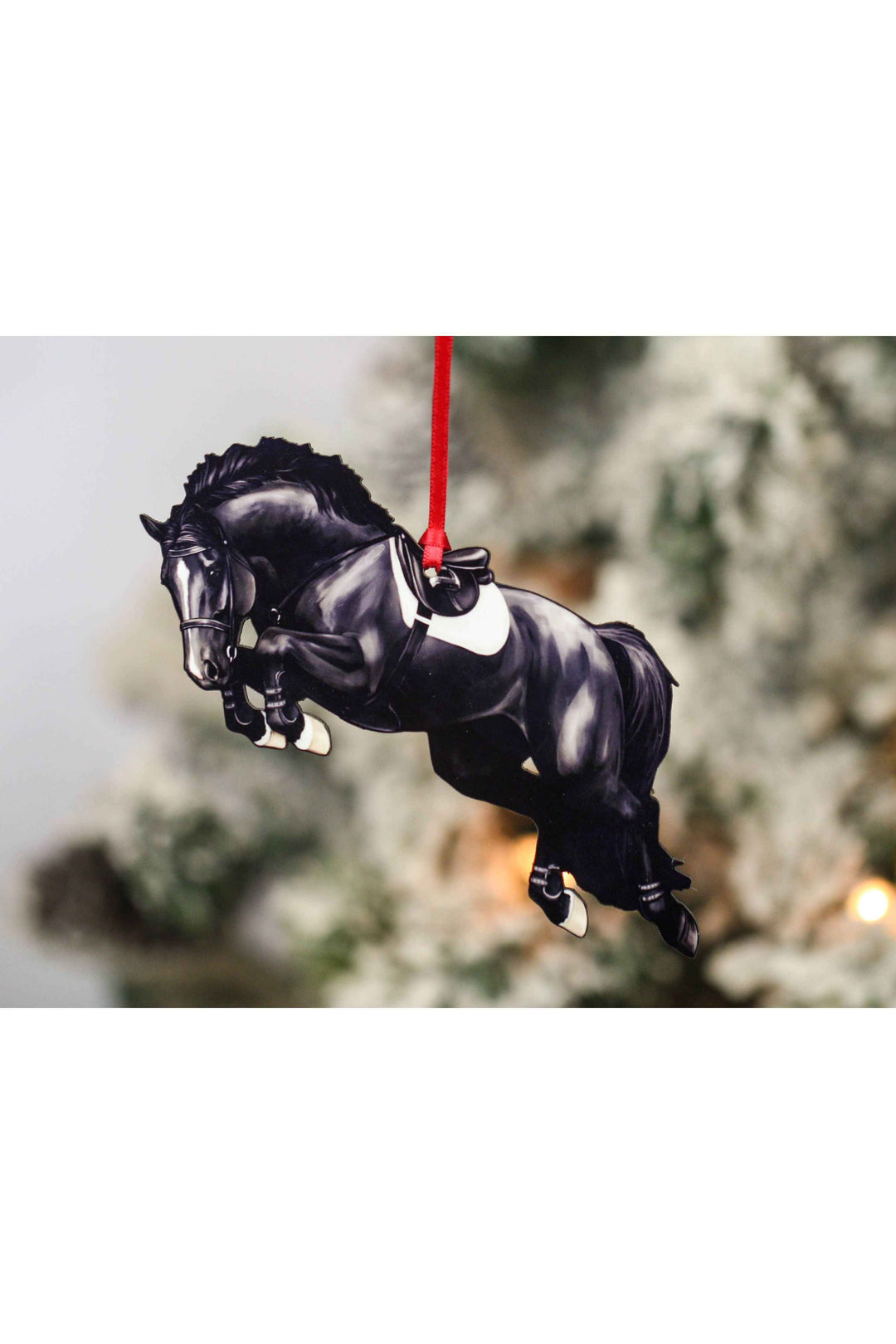Equestrian Jumping Horse Ornament -Black Hunter Jumper Horse