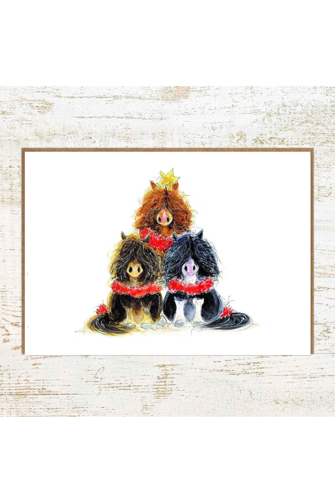 Pony Tree Christmas Card - A6 Pony Holiday Greeting Card