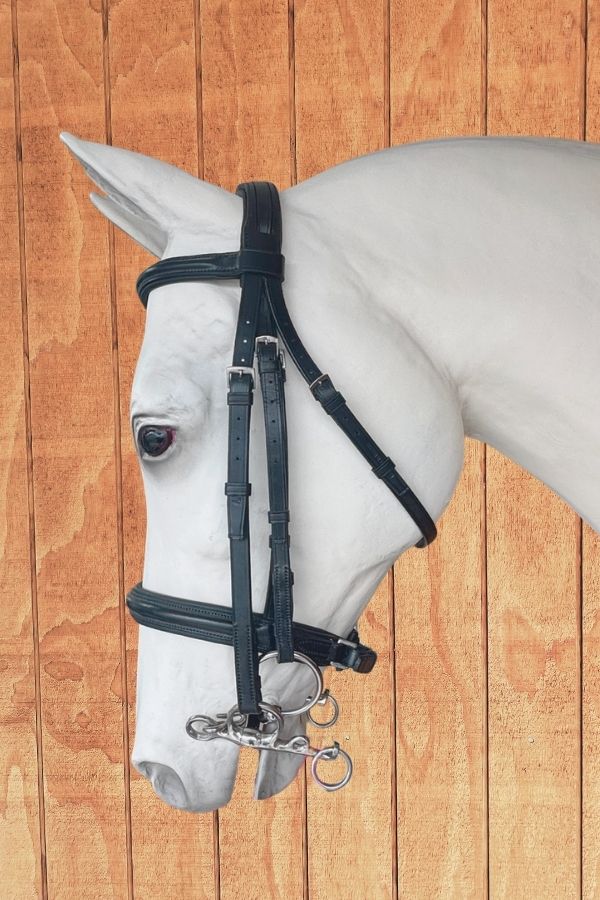 Jeffries Premium Padded Weymouth Double Show Bridle – Black