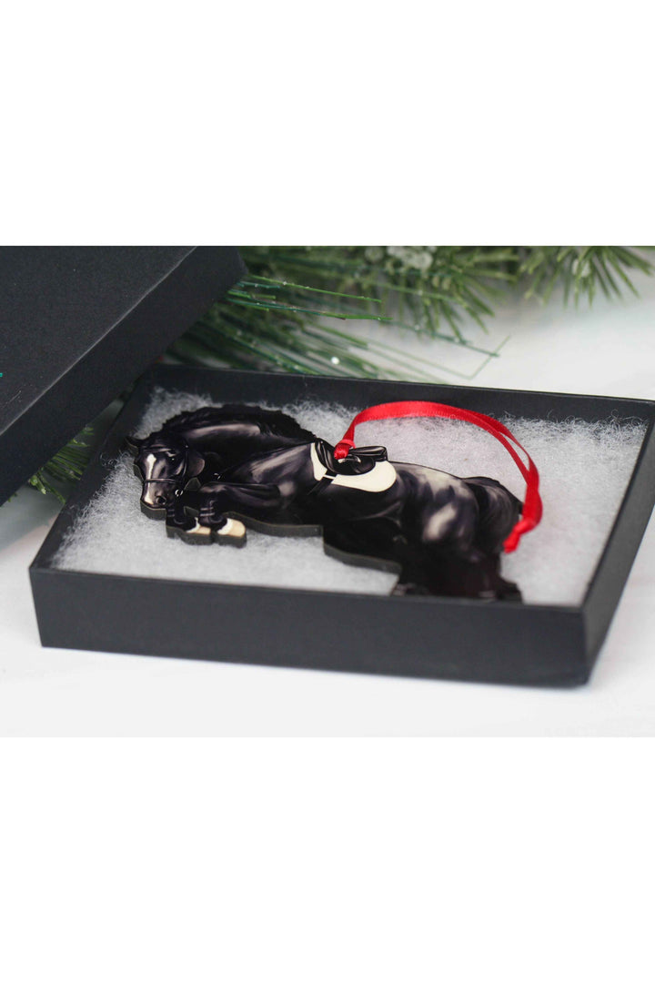 Equestrian Jumping Horse Ornament -Black Hunter Jumper Horse