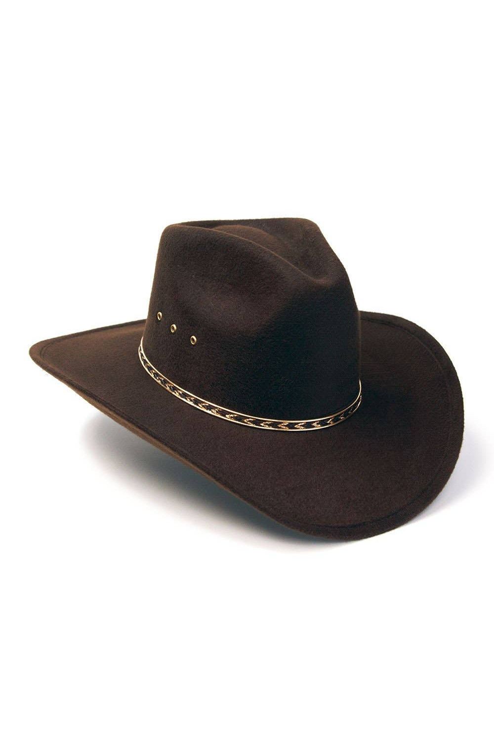 Brown Felt Finish Western Pinch Front Hat