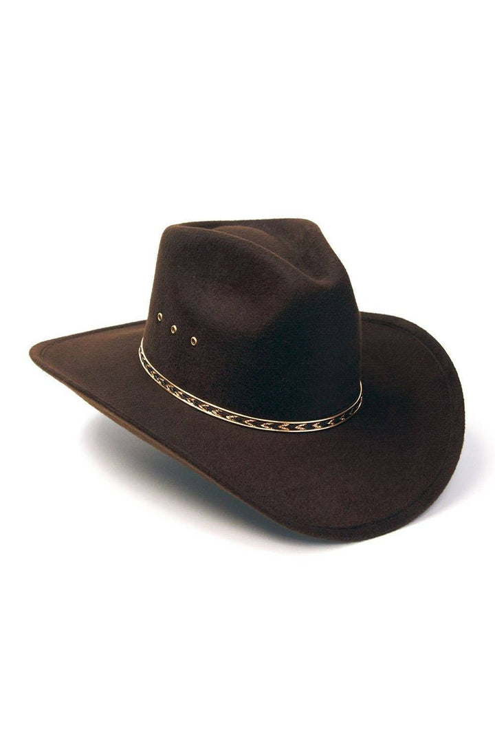 Brown Felt Finish Western Pinch Front Hat