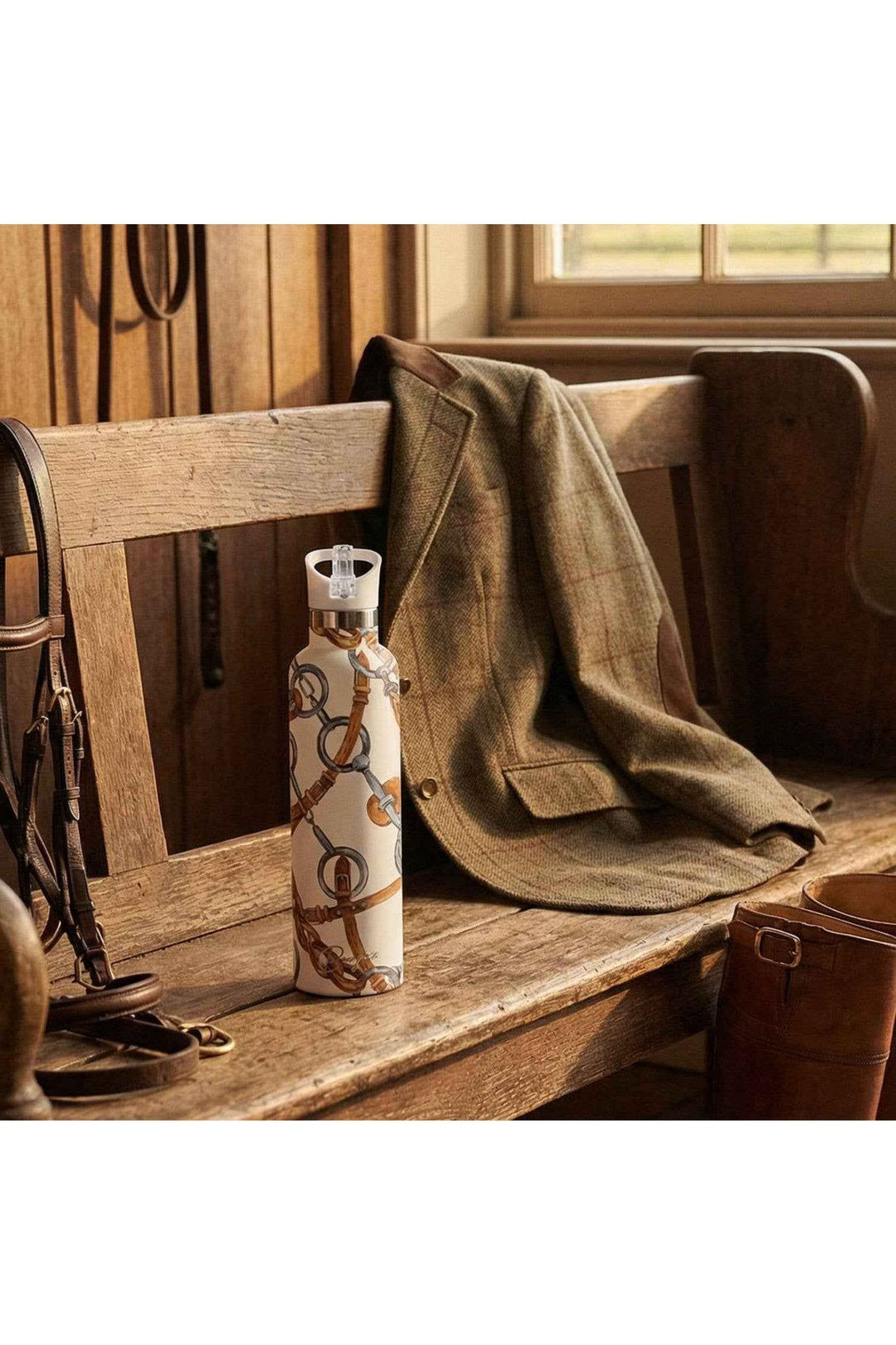 Equestri – Scarf Insulated Water Bottle | 25oz: White Lid / No Tube