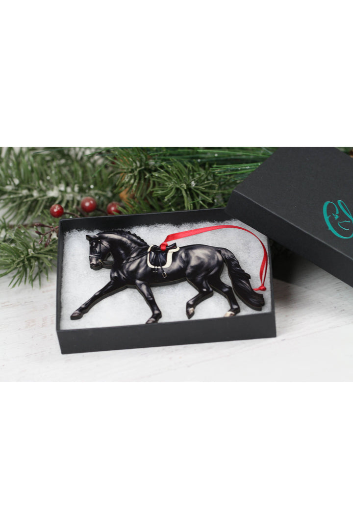 Dressage Horse Ornament - Black Extended Trot