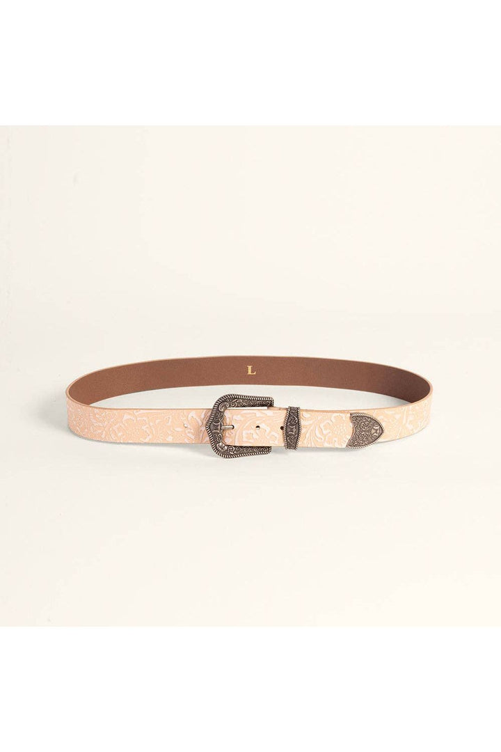 Loyal West Sophia Belt - Beige Floral Leather