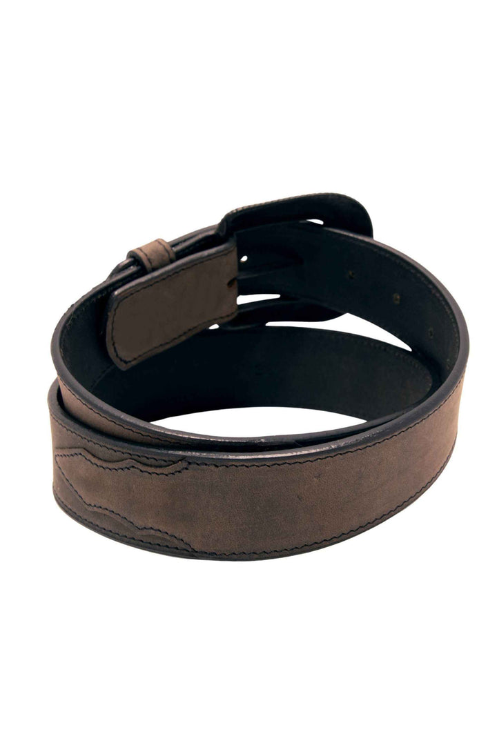 Two Tone Top Grain Leather Belt: Black / 38 inch