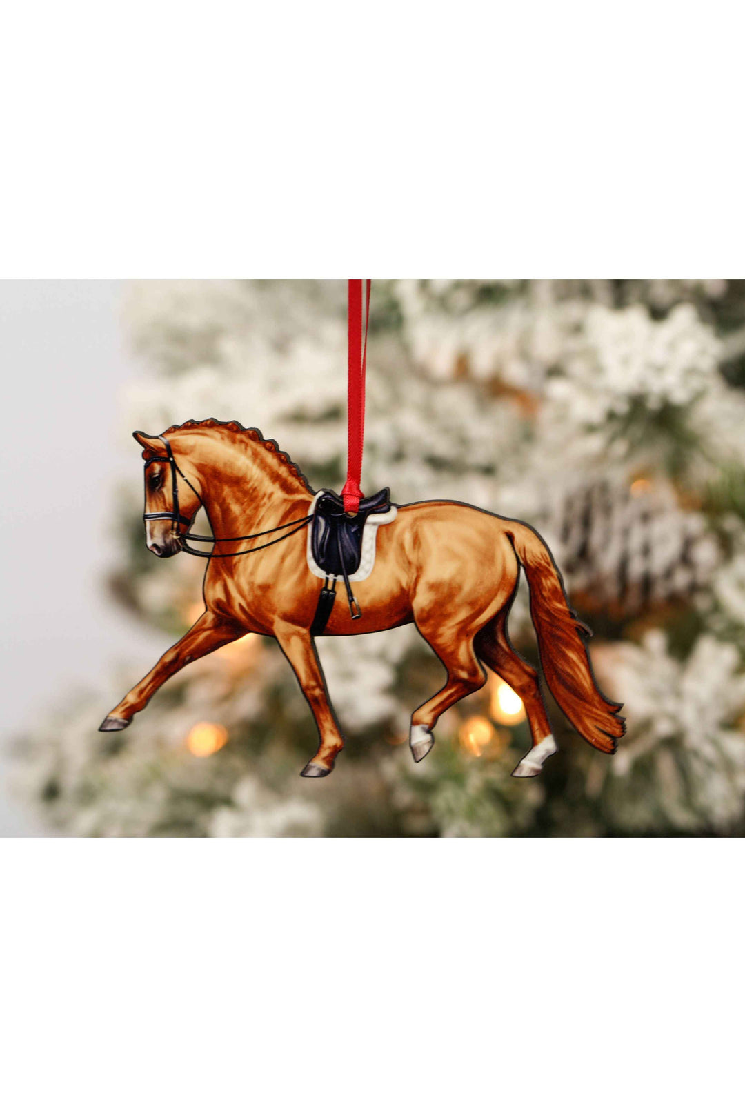 Dressage Horse Ornament - Chestnut Extended Trot Dressage