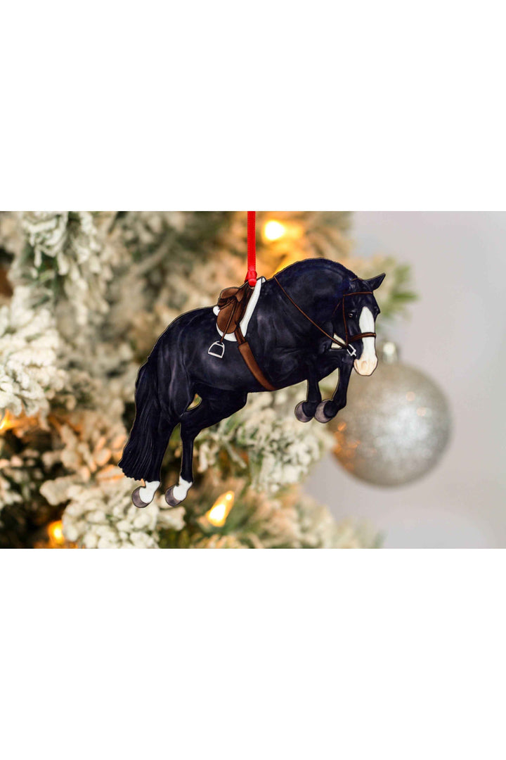 Hunter Jumper Horse Christmas Ornament - Black Sport Horse