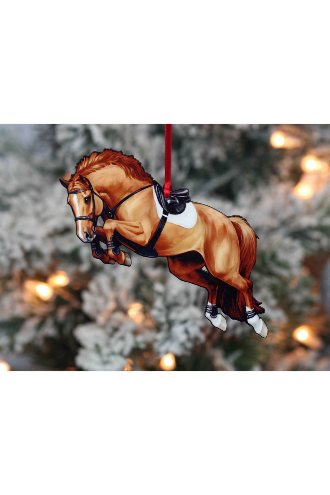 Jumping Horse Ornament - Chestnut Hunter Jumper Décor Gift