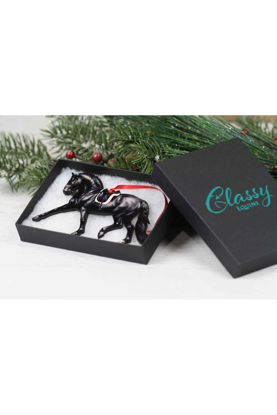 Dressage Horse Ornament - Black Extended Trot Dressage Décor