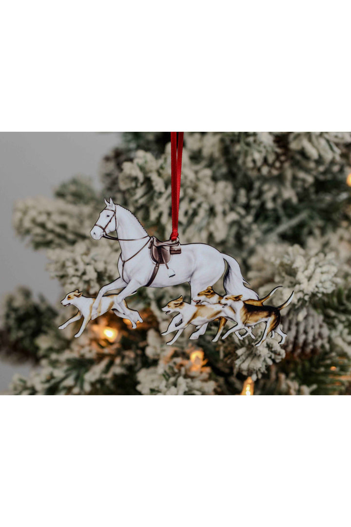 Lt. Gray Fox Hunter Horse &amp; Hound Field Hunter Ornament II