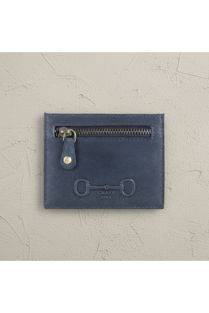Alice Card Slip With Zip Leather Navy