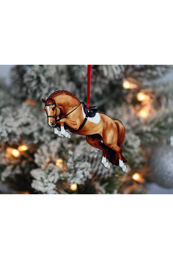 Jumping Horse Ornament - Chestnut Hunter