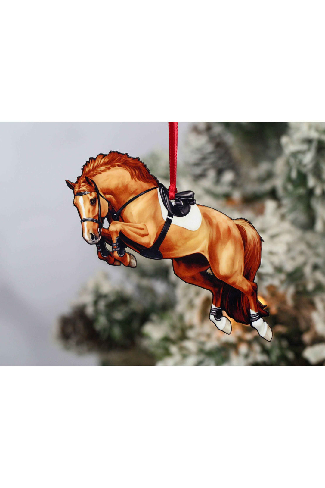 Jumping Horse Ornament - Chestnut Hunter Jumper Décor Gift