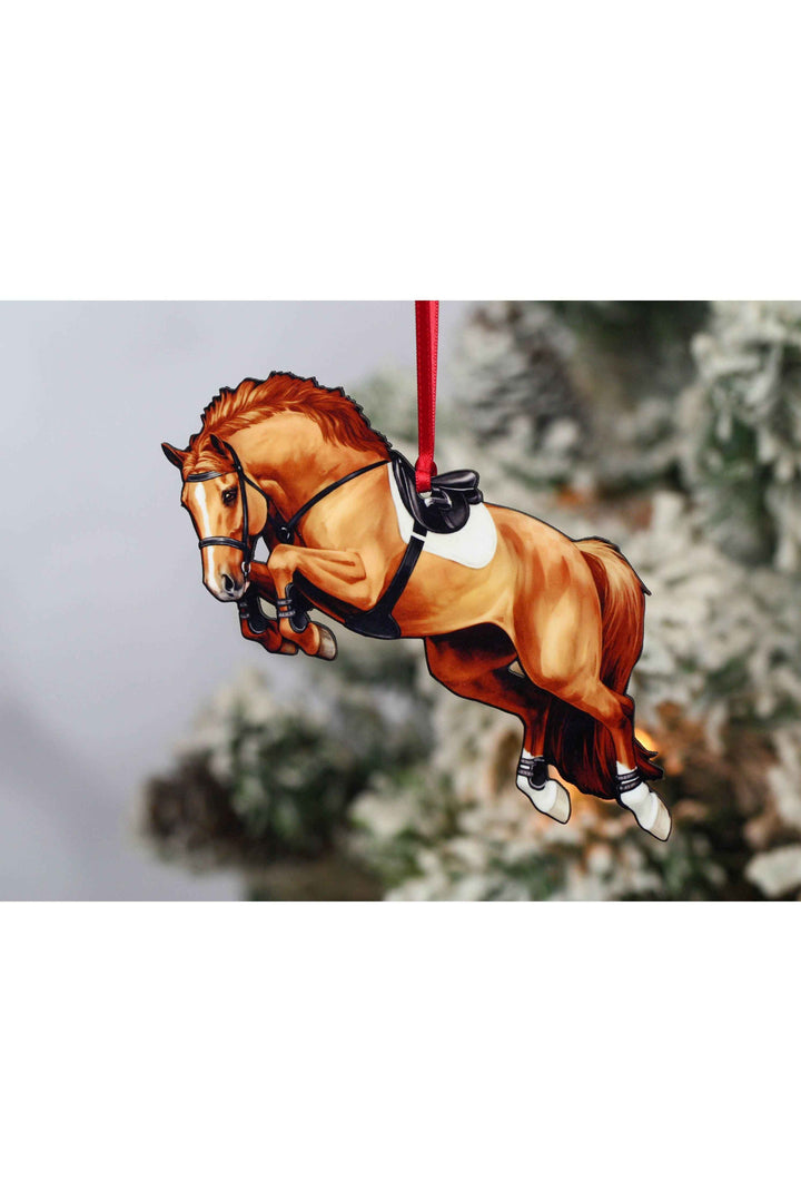Jumping Horse Ornament - Chestnut Hunter Jumper Décor Gift