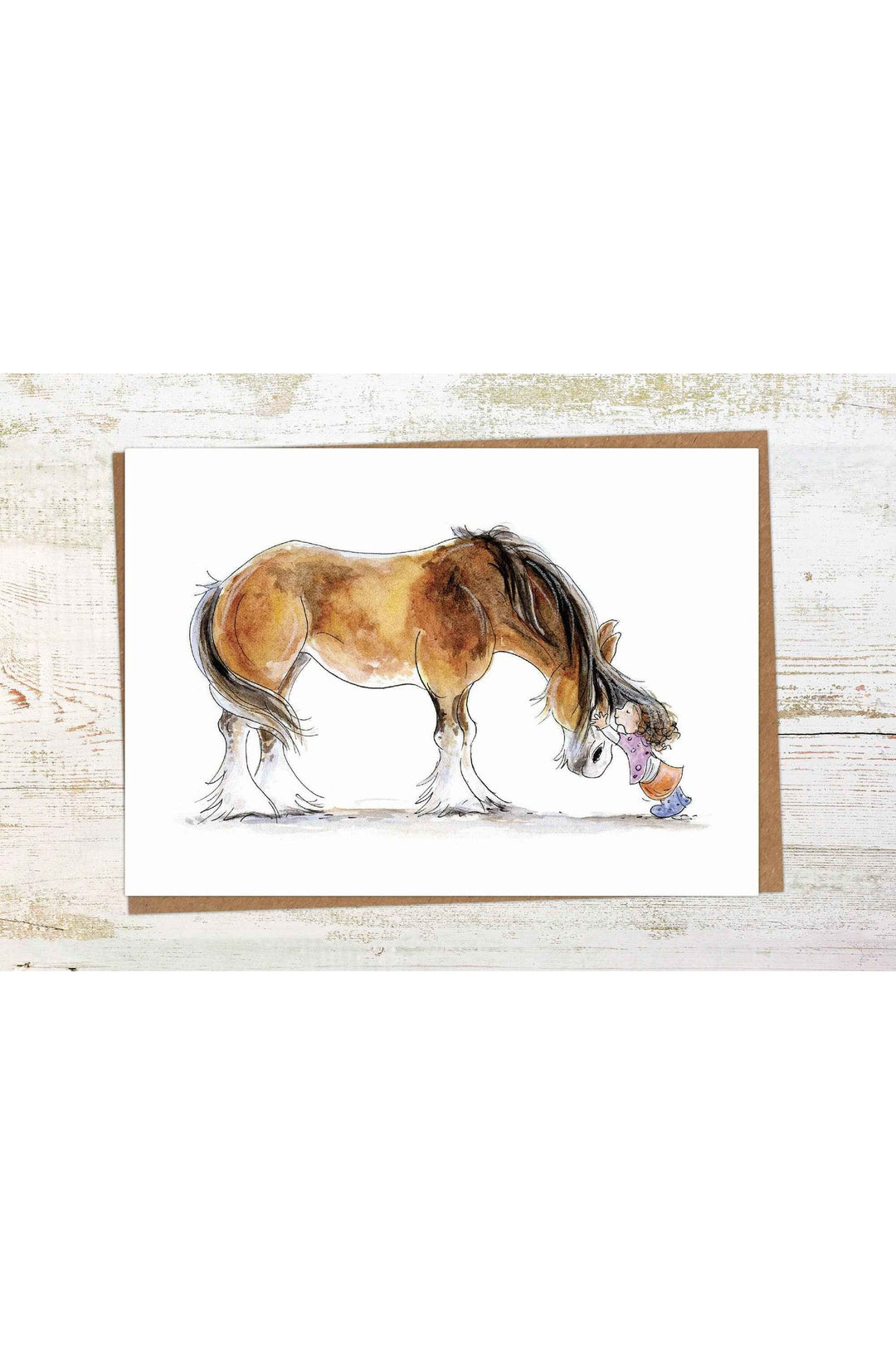 Clydie Cuddle - Clydesdale / Shire Horse Greeting Card