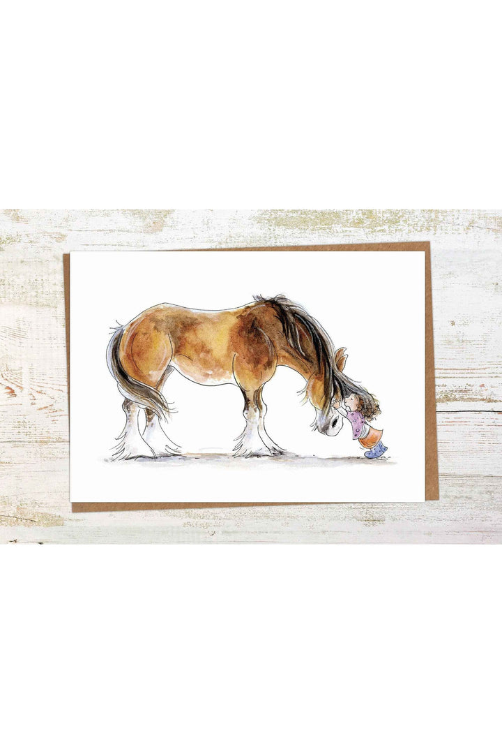 Clydie Cuddle - Clydesdale / Shire Horse Greeting Card