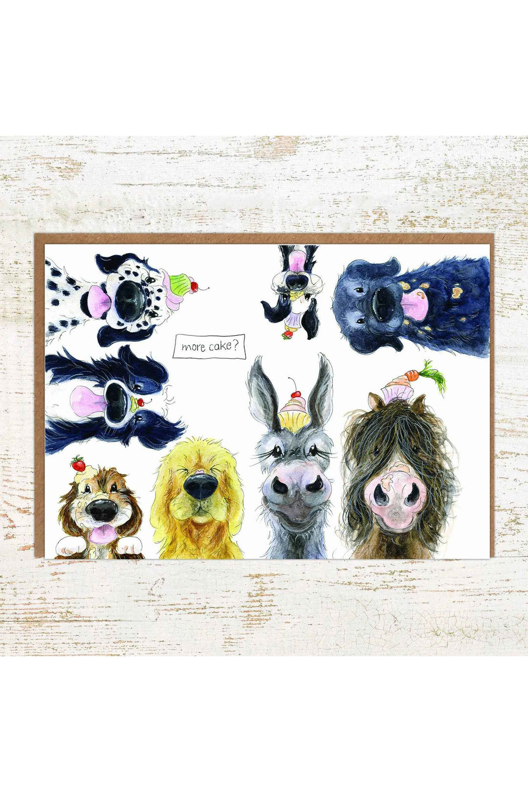 More Cake - A6 Fun Dogs, Donkey and Pony Birthday Card